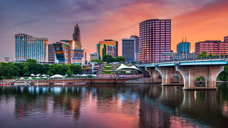 Hartford, Connecticut skyline at dusk