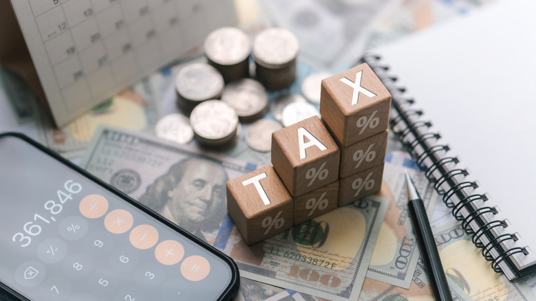 Tax planning concept with wooden blocks