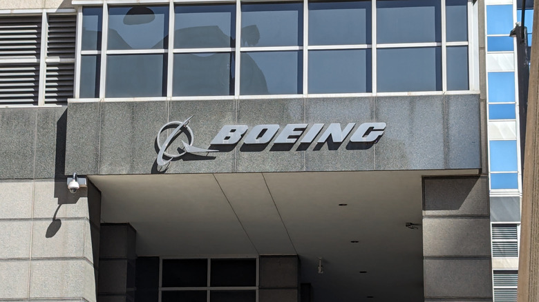 Boeing logo on exterior of company building in Chicago