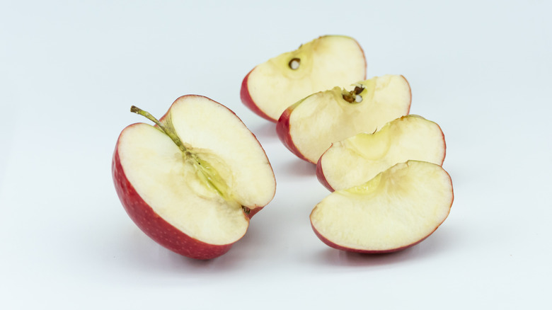 close-up apple fruit on white background