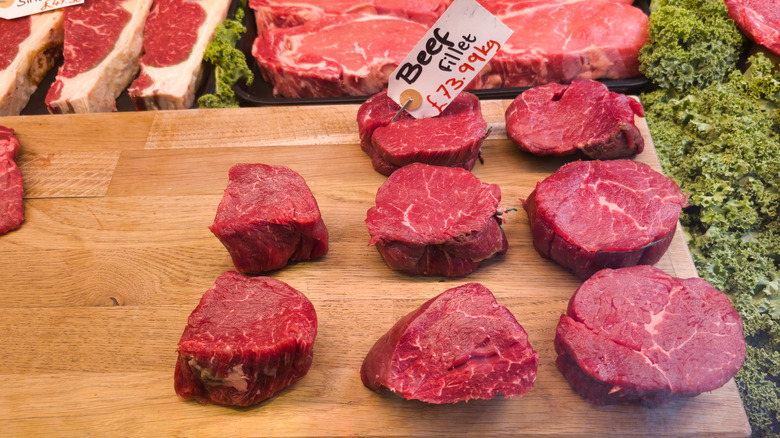 Beef Fillet for sale at the butcher shop