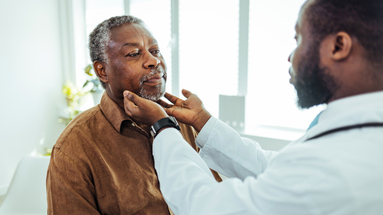 A patient being seen by a doctor