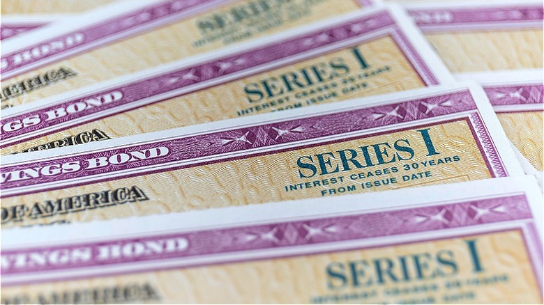 Stack of U.S. savings bonds