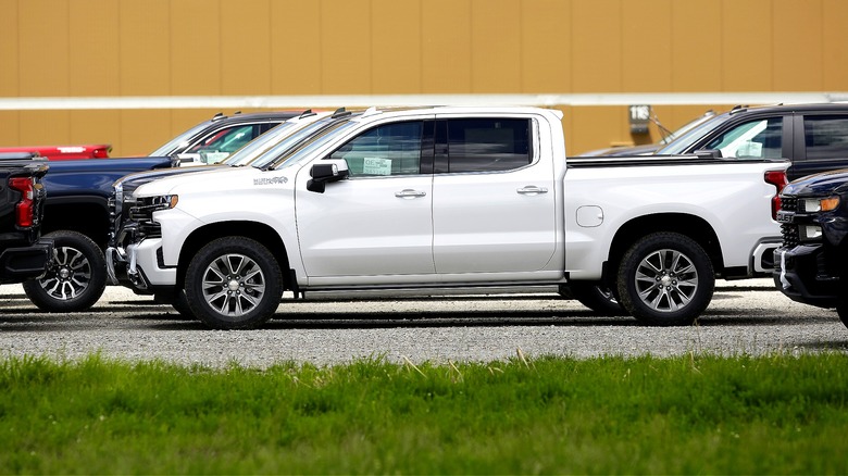 Chevrolet pickup trucks at lot