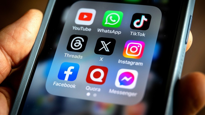 Social media apps on smartphone