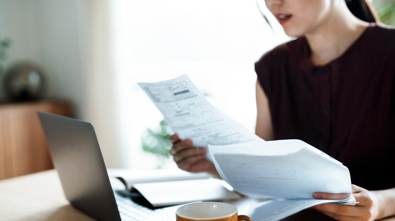 Women looking at paperwork at desk