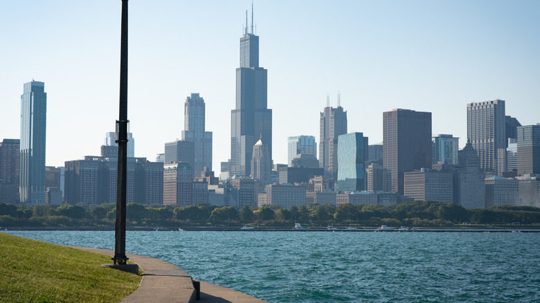 Chicago skyline with Lake Michigan in the foreground