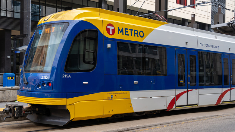 Close up of a T Metro train