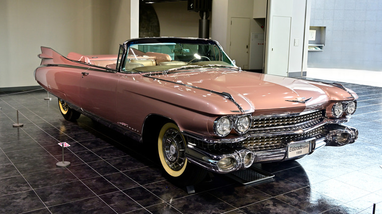 Pink Cadillac in showroom