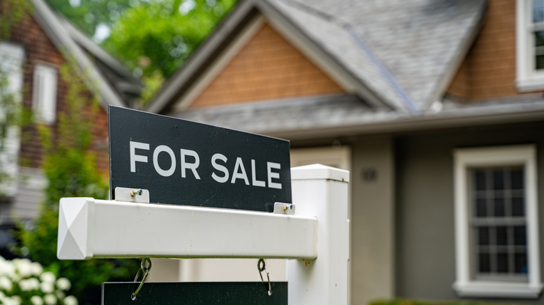 For sale sign outside a house