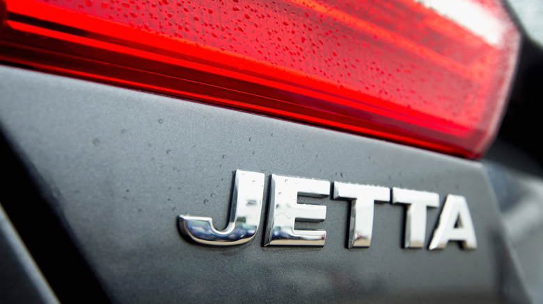 Jetta logo on a Volkswagen Jetta sedan