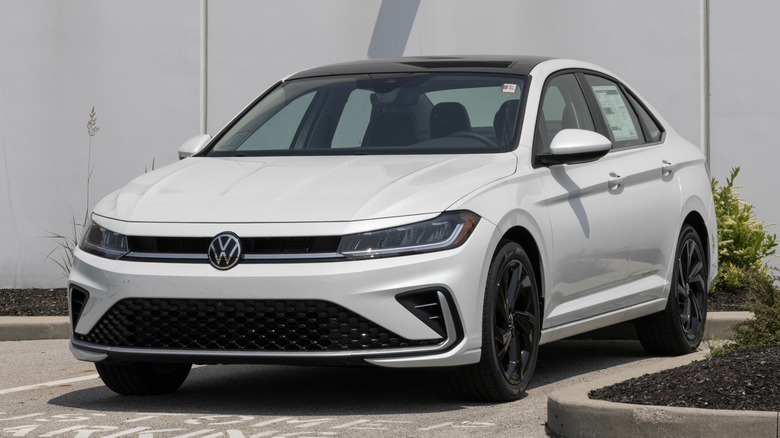 White Volkswagen Jetta sedan parked