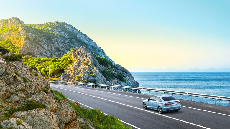 car on coastal highway