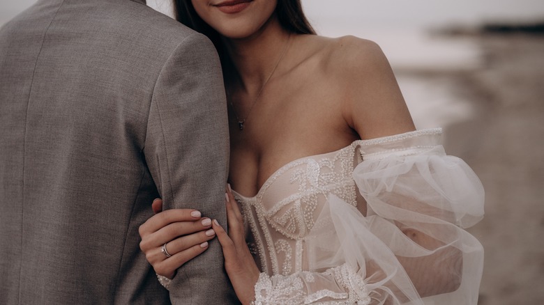 Husband and wife on wedding day