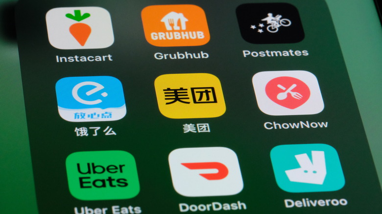 Screen displaying food delivery app options