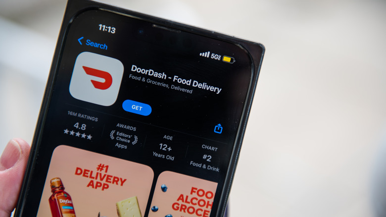 Smartphone showing the DooDash app