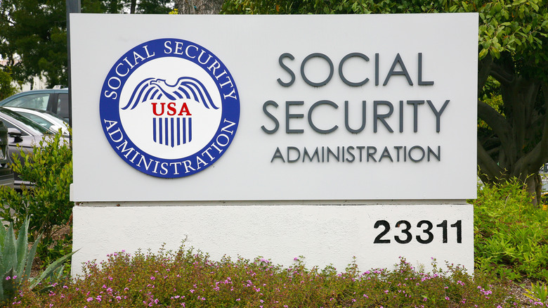 Close-up of signage outside the U.S. Social Security Administration