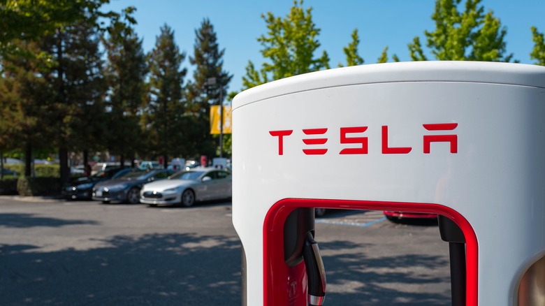 Tesla logo on charger