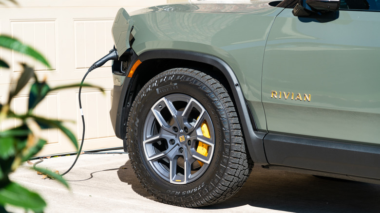 a Rivian R1T build charging