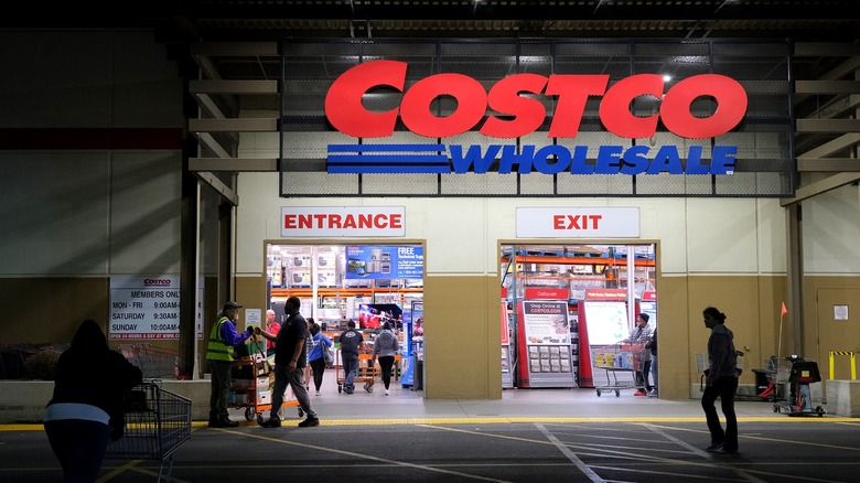 Costco customer entrance/exit at night