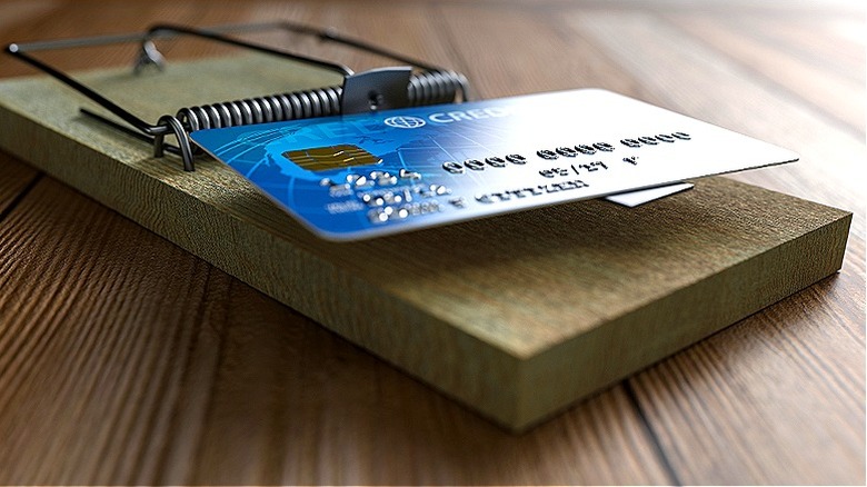Credit card inside a trap