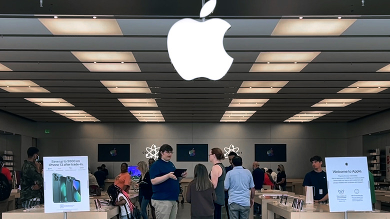 customers in an apple store