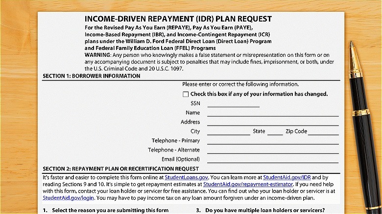 IDR paperwork for student loans