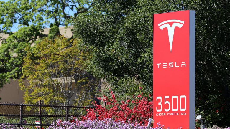 Tesla sign in Palo Alto, CA