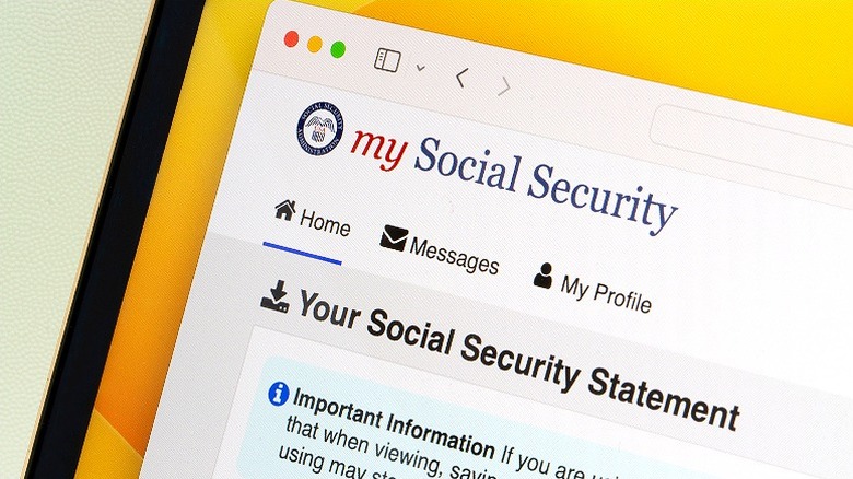Laptop opened to Social Security website