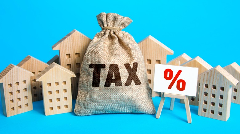 Depiction of houses and taxes
