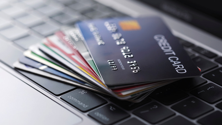 Credit cards on a keyboard