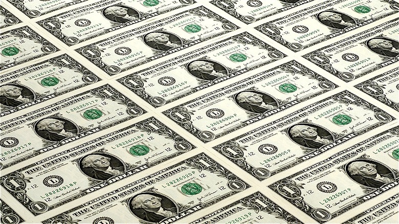 Sheet of U.S. dollar bills