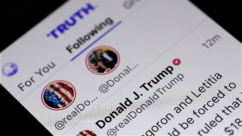 Truth Social app post