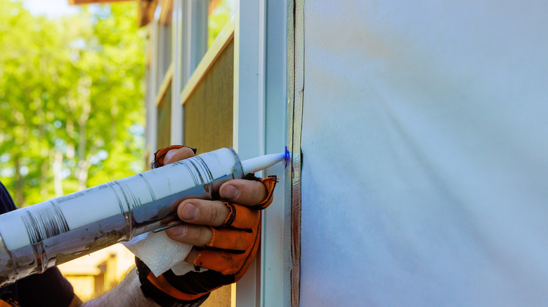 caulking a window