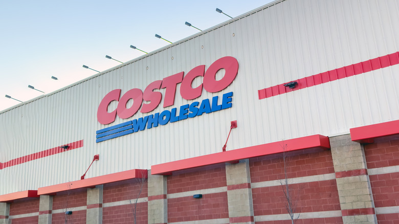 A Costco Wholesale storefront on a pale winter day