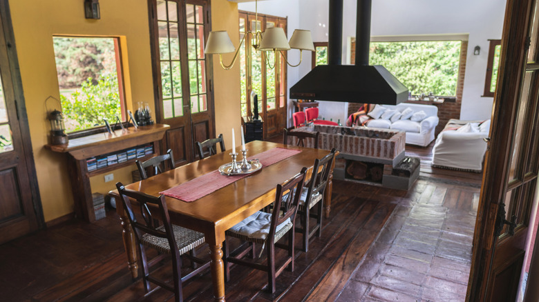 wood-dominated decor