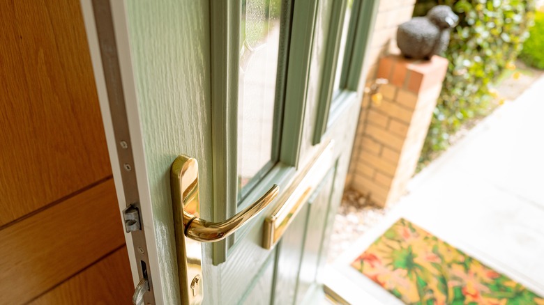 closeup of an open front door