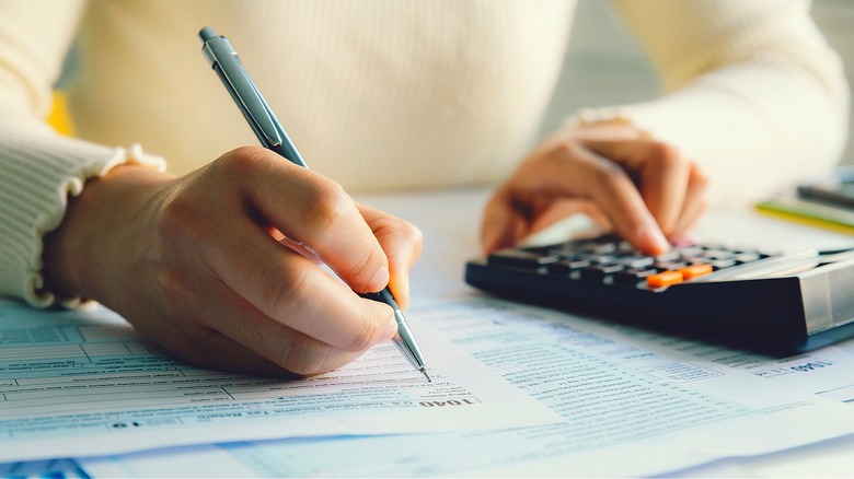 Person working on tax return