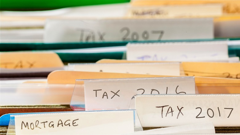 Filing cabinet with tax documents