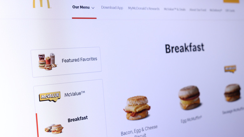 Mcdonald's online breakfast menu.