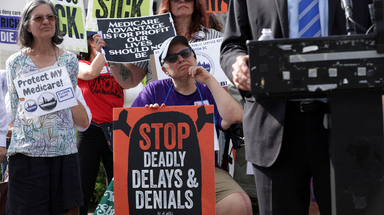 activists protest against Medicare Advantage