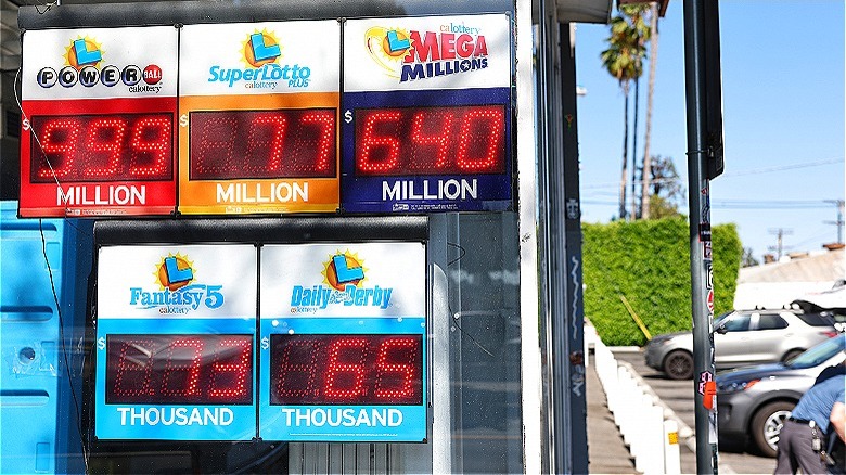 Storefront signs for lottery