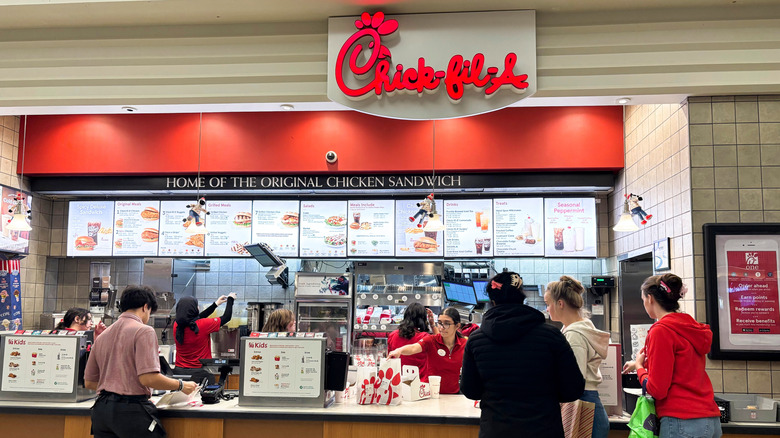 A Chick-fil-A restaurant in Burlington Mall at Burlington