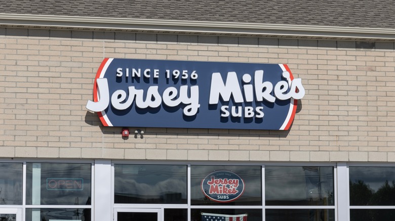Jersey Mike's subs logo on franchise building.