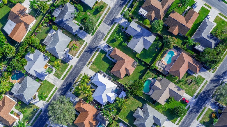Aerial view of neighborhood