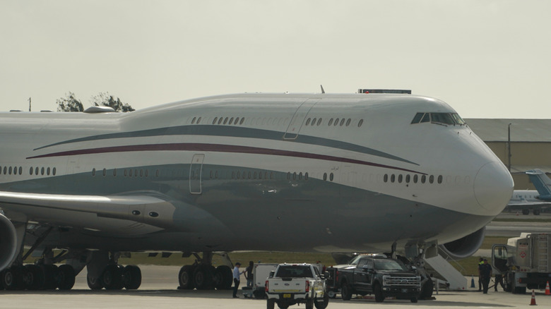 The Qatari aircraft gifted to Trump, sitting on tarmac
