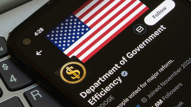 A phonescreen displaying DOGE's X Account