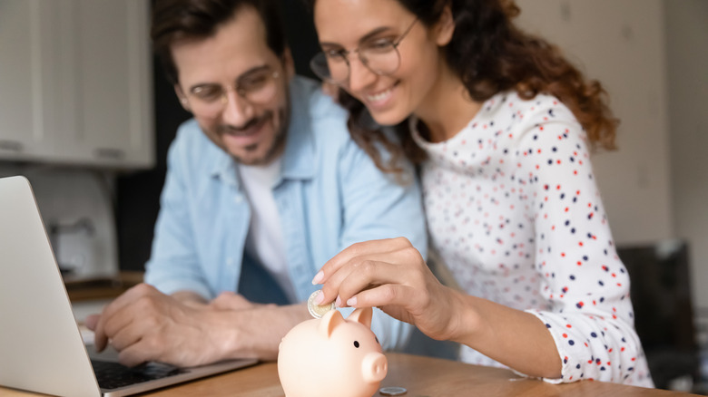Couple saving money