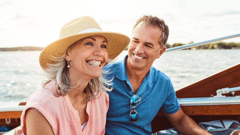 a retired couple smiling
