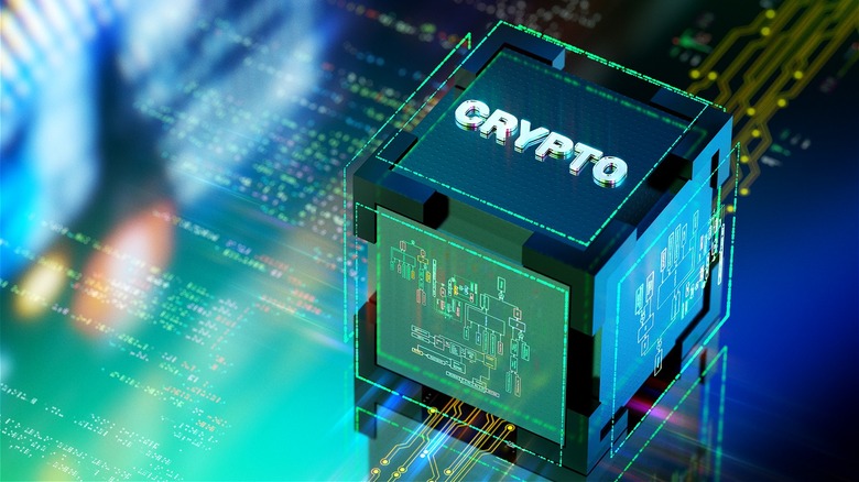 Crypto block and high-tech render